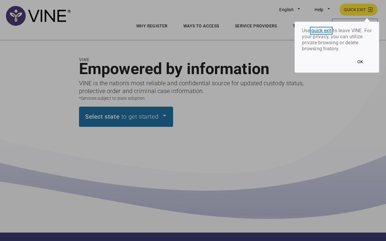 VINELink search interface for a Morgan County custody check
