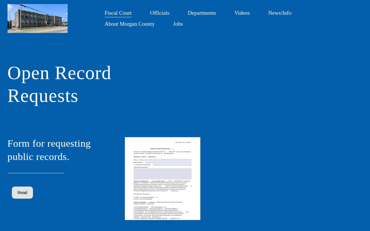 Morgan County Fiscal Court open records request page